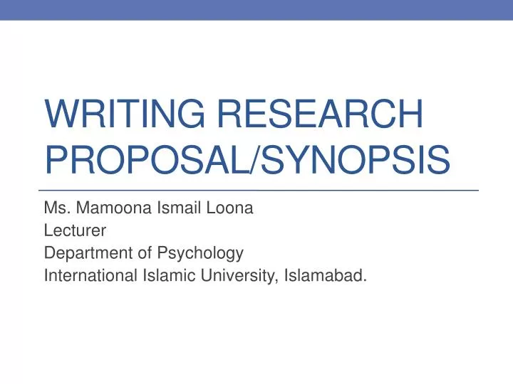 writing research proposal synopsis