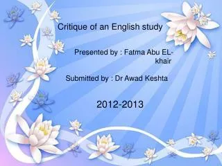Critique of an English study