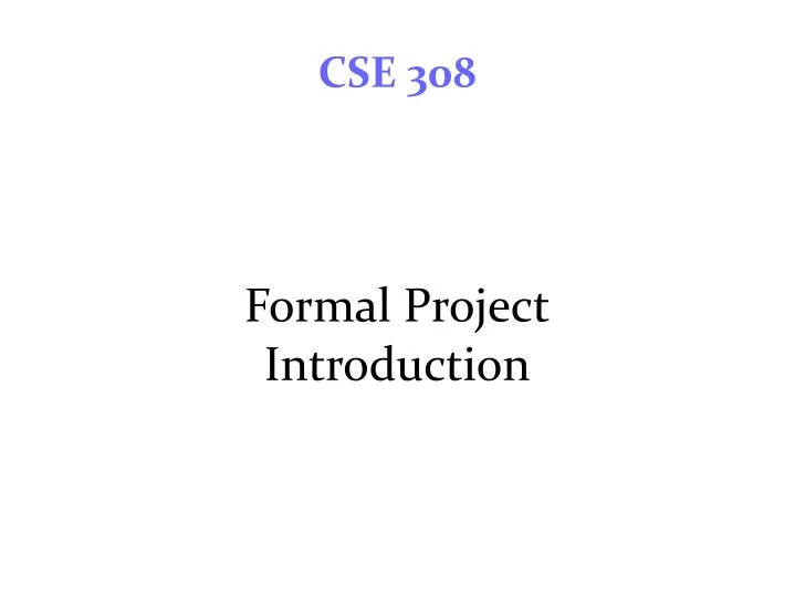 formal project introduction