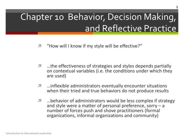 chapter 10 behavior decision making and reflective practice