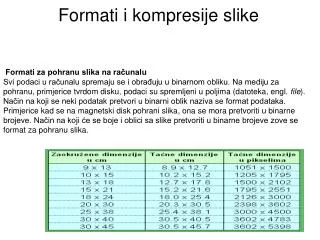 formati i kompresije slike