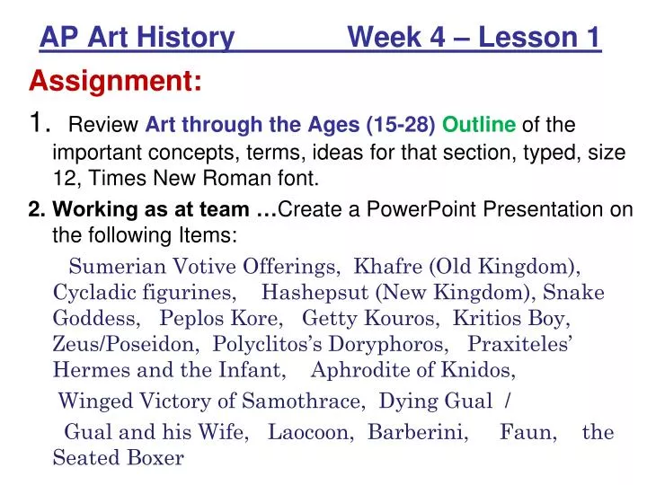 ap art history week 4 lesson 1