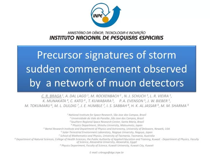 precursor signatures of storm sudden commencement observed by a network of muon detectors