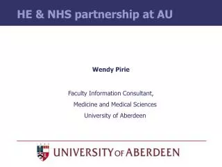 HE &amp; NHS partnership at AU