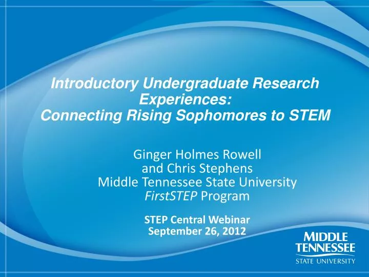 introductory undergraduate research experiences connecting rising sophomores to stem