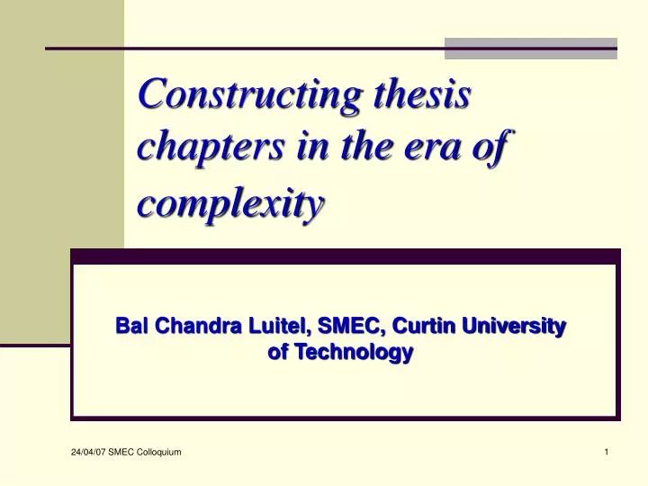 constructing thesis chapters in the era of complexity