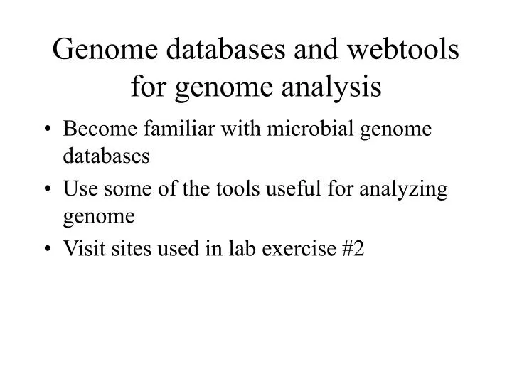 genome databases and webtools for genome analysis