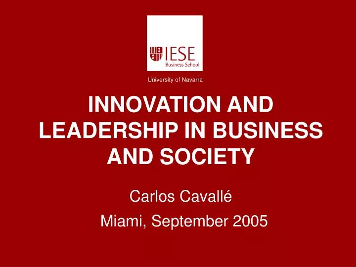 innovation and leadership in business and society
