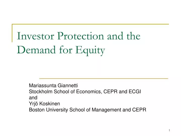 investor protection and the demand for equity