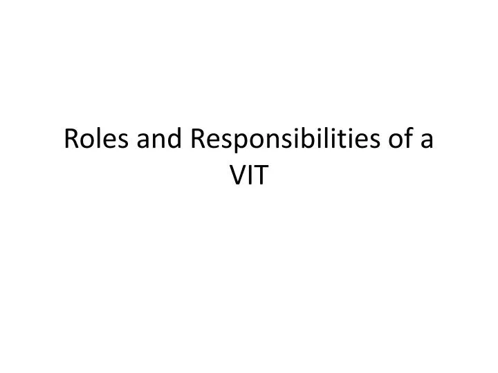 roles and responsibilities of a vit