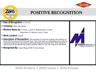 Date of Recognition : 3-15-2013 Company : Miken Specialties