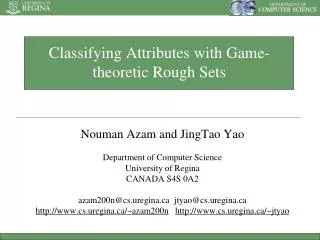 Classifying Attributes with Game-theoretic Rough Sets