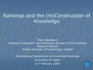 Rankings and the (re)Construction of Knowledge