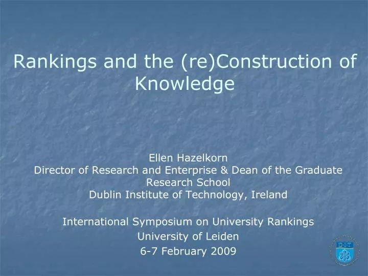 rankings and the re construction of knowledge