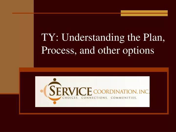 ty understanding the plan process and other options