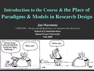 introduction to the course the place of paradigms models in research design