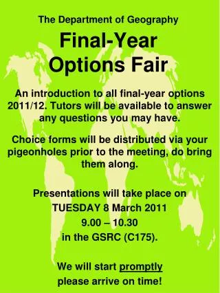 The Department of Geography Final-Year Options Fair