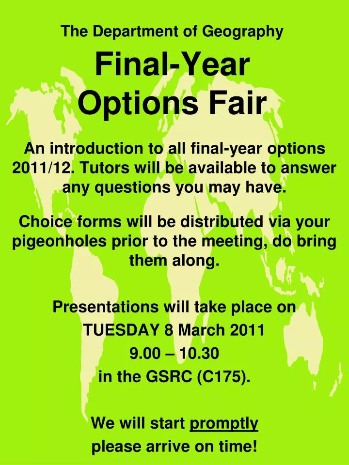 the department of geography final year options fair