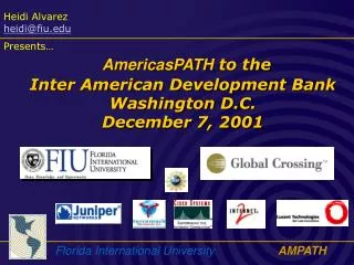 AmericasPATH to the Inter American Development Bank Washington D.C. December 7, 2001