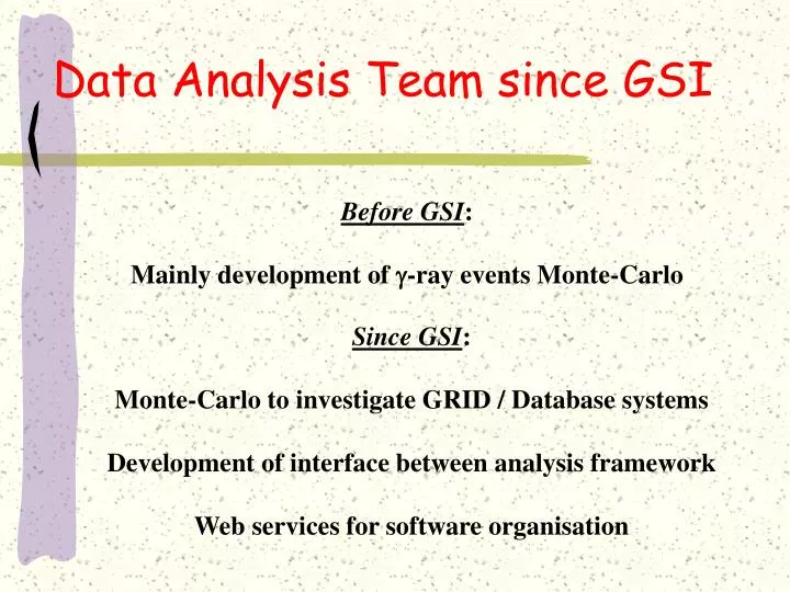 data analysis team since gsi