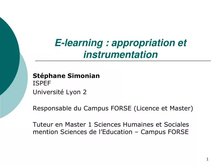 e learning appropriation et instrumentation