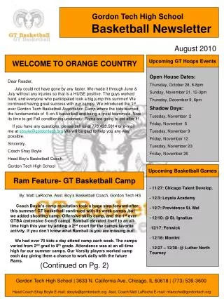 Gordon Tech High School Basketball Newsletter