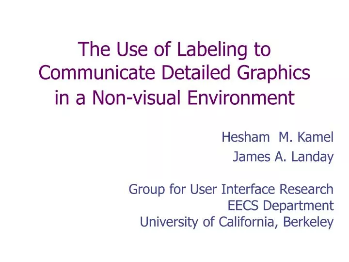 the use of labeling to communicate detailed graphics in a non visual environment