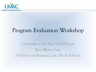 Program Evaluation Workshop
