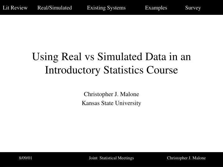using real vs simulated data in an introductory statistics course