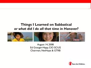 Things I Learned on Sabbatical or what did I do all that time in Hanover?