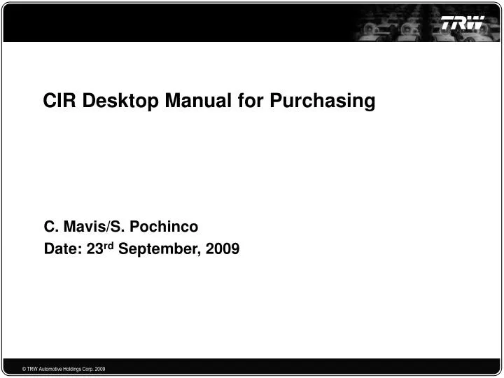 cir desktop manual for purchasing