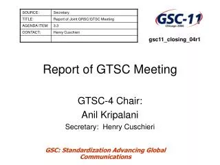 Report of GTSC Meeting
