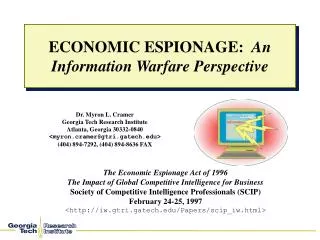 ECONOMIC ESPIONAGE: An Information Warfare Perspective