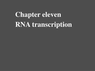 Chapter eleven RNA transcription