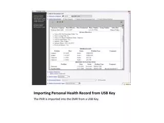 Importing Personal Health Record from USB Key