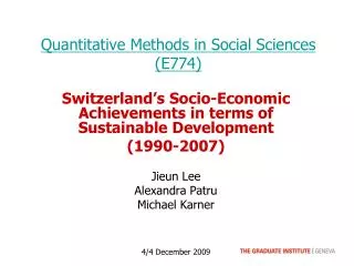 Quantitative Methods in Social Sciences (E774)