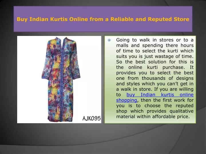 buy indian kurtis online from a reliable and reputed store