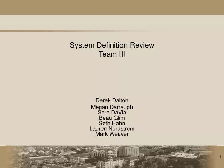 system definition review team iii