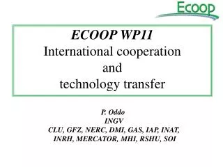 ECOOP WP11 International cooperation and technology transfer
