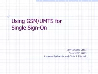 Using GSM/UMTS for Single Sign-On