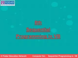 Sequential Programming in Visual Basic
