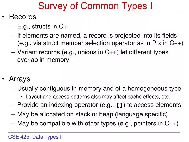 survey of common types i