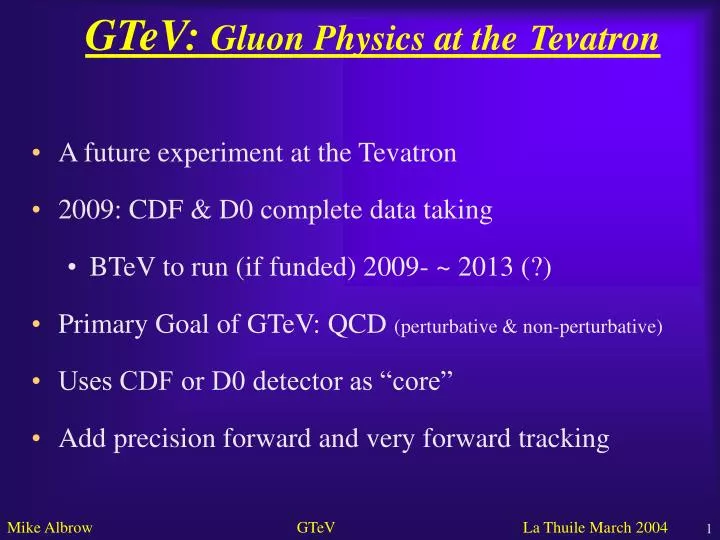 gtev gluon physics at the tevatron
