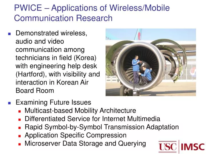 pwice applications of wireless mobile communication research
