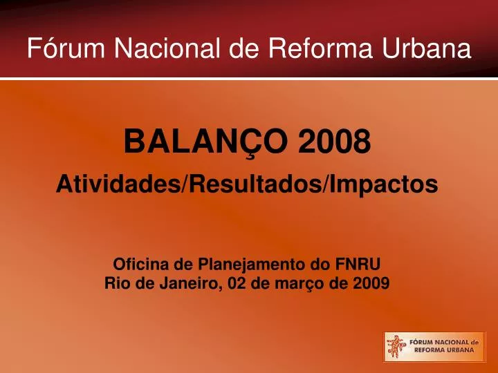 f rum nacional de reforma urbana
