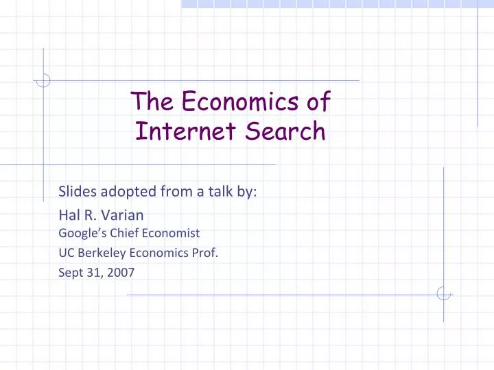 the economics of internet search