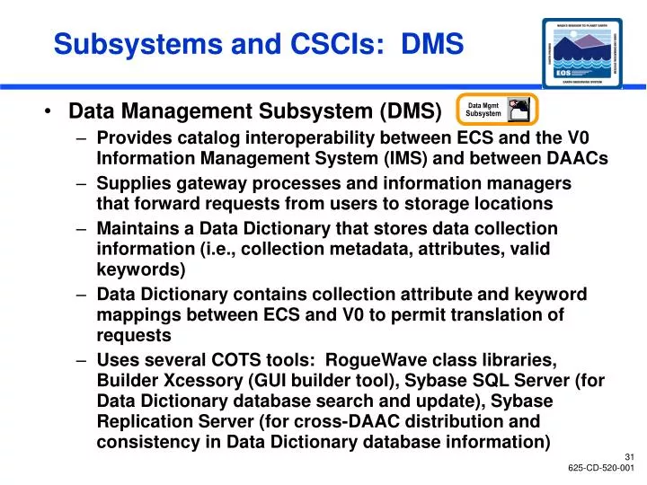 subsystems and cscis dms