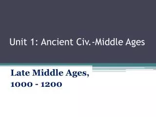 Unit 1: Ancient Civ.-Middle Ages