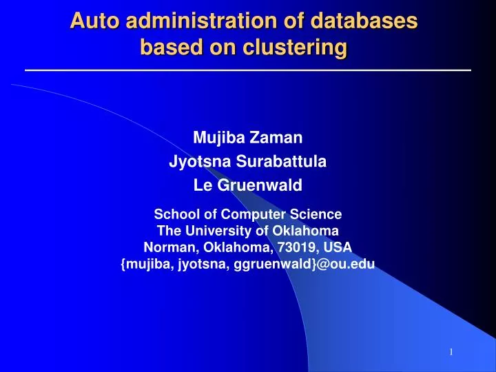auto administration of databases based on clustering