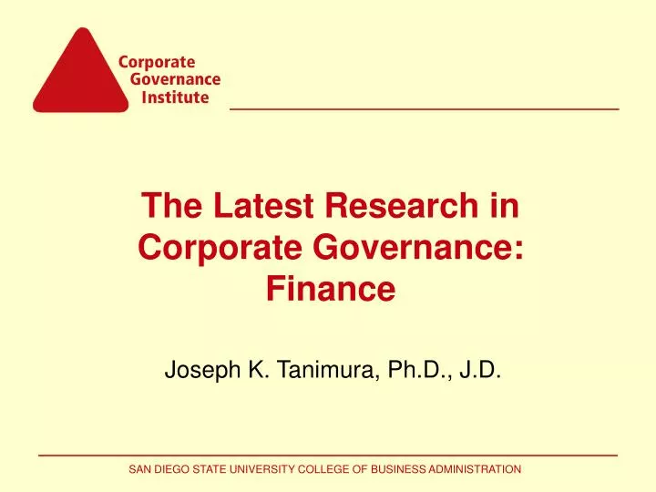 the latest research in corporate governance finance